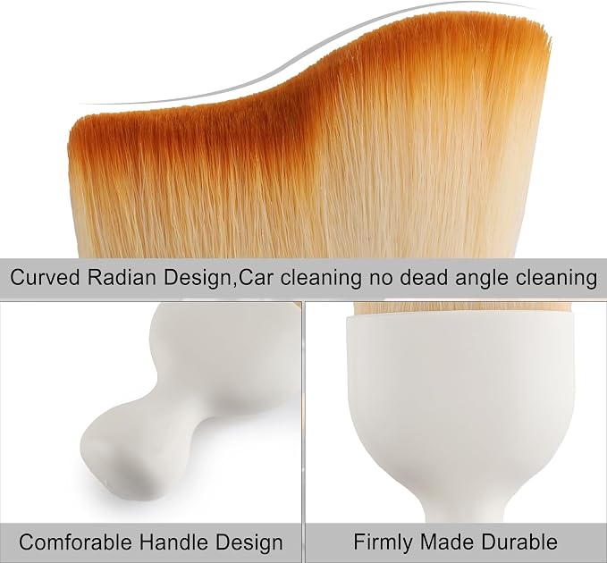Car Detailing Brushes, Car Interior Dust Sweeping Soft Brush, Soft Bristles Brush Cleaning Tool for Automotive Dashboard, Air Conditioner Vents, Computer, Scratch Free(White)