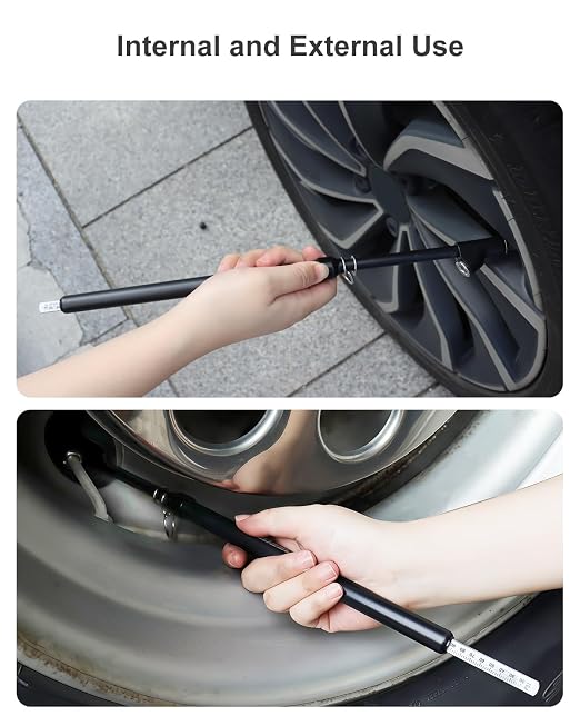 Heavy Duty Tire Pressure Gauge, 13.5" Dual Head Semi Air Gauge 20-220PSI/2-15Bar for Car, Motor, RV & Truck, Stainless Steel, Accurate & Durable for Tire Pressure Check, Black Pencil Gauges