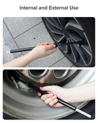 Heavy Duty Tire Pressure Gauge, 13.5" Dual Head Semi Air Gauge 20-220PSI/2-15Bar for Car, Motor, RV & Truck, Stainless Steel, Accurate & Durable for Tire Pressure Check, Black Pencil Gauges