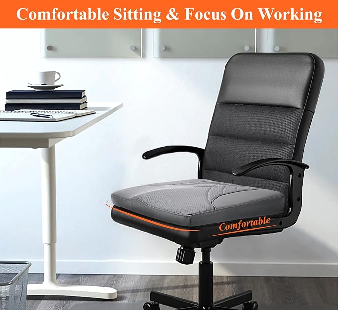 Premium Car Seat Cushion, Memory Foam Driver Seat Cushion to Improve Driving View- Coccyx & Lower Back Pain Relief - Seat Cushion for Car, Truck, Office Chair (Leather Gray)