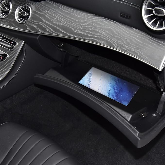 Premium Car Registration & Insurance Card Holder with Magnetic Shut, Vehicle Glove Box Car Organizer - For Documents, Cards, License (Marble)