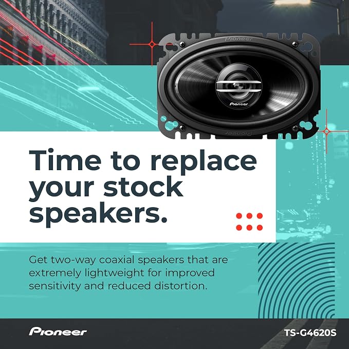G-Series TS-G4620S 4” x 6” 2-Way Speakers (Pair) – 210W Max, Balanced Sound + Smooth Treble, Great Stock Replacement, High-Efficiency Speaker Designed for OEM Power