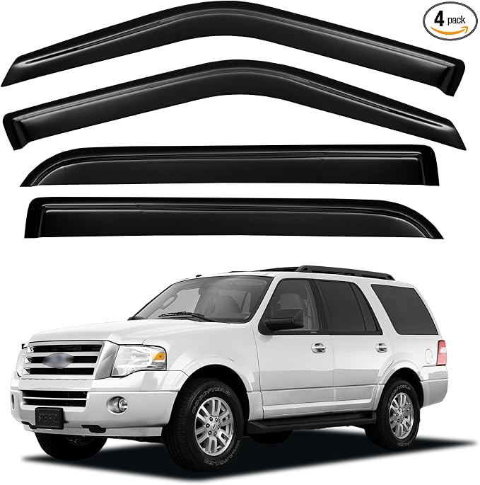 Window Visors Rain Guards for 1997-2017 Ford Expedition, Out-Channel Window Vent Wind Deflectors Visors Shades for 2007-2017 Expedition XL, 1998-2017 Lincoln Navigator