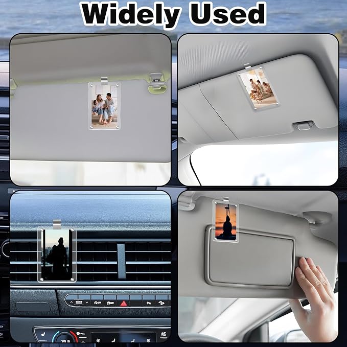 Acrylic Magnetic Personalized Photo Holder Car Picture Frame, Car Picture Holder, Car Photo Holder Car Visor Clip, Personalized Car Accessories Can Be Used to Add Your Personal Photo
