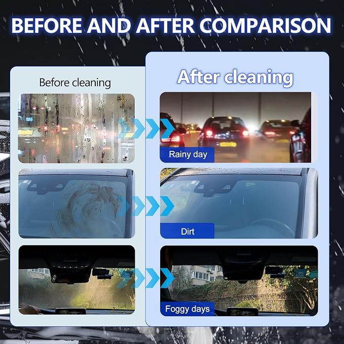 Car Glass Oil Film Cleaner, 2026 New Automotive Oil Film Cleaning Brush for Car Windows, Cars Window Glasses Cleaning Boar with Extra Cleaner, Universal Anti-Rain Fog Glass Brush (3)