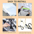 Waterproof & All-Season Half Car Cover, Full Coverage Protection for Windshields & Windows, Car Cover for Snow,Ice, Rain, Dust, Shading (S Size Fit for Compact Sedan, Hatchback