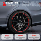 PROTECTiQ Universal Wheel Protection - Trim Easy to Apply with Automotive 3M Tape. 6 Colors - Fits Up to 24" Rims - Including Tesla - Red