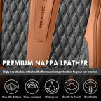 Coverado Front Seat Covers, Car Seat Covers Front Seats, Nappa Leather Seat Covers for Cars, Waterproof Seat Covers with Lumbar Support Universal Fit for Most Cars SUV Trucks (Front, Brown-Black)