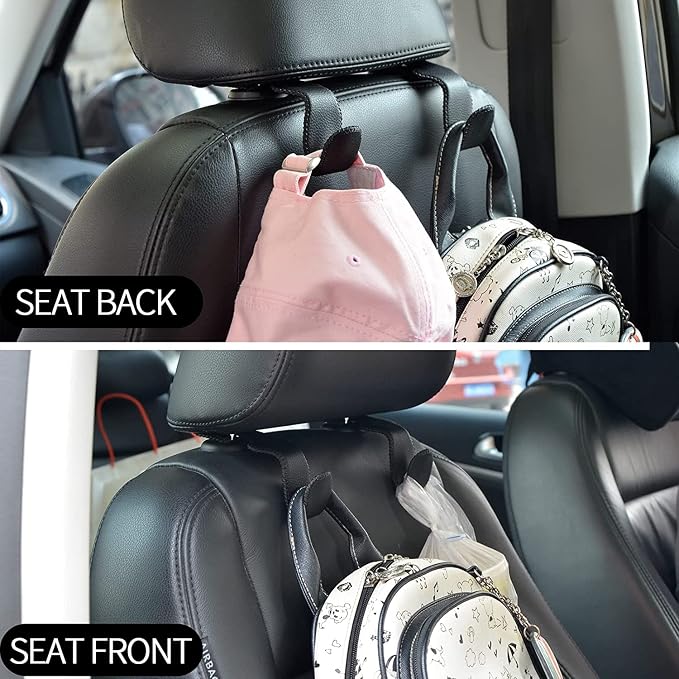 Car Hooks Universal Car Vehicle Back Seat Headrest Hanger Holder Hook Microfiber Leather & Stainless Steel for Bag Purse Cloth Drink Grocery (Green)