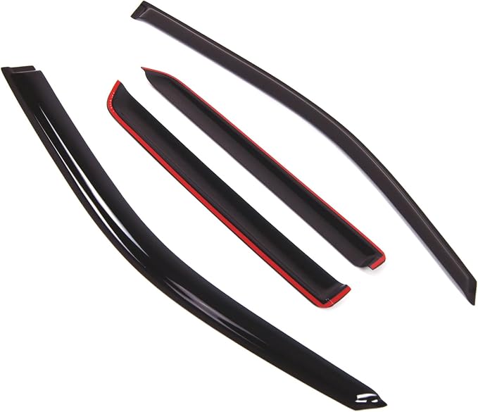 Outside Mount Window Vent Visors Rain Guards Compatible with Buick Rainier 2004-2007 | Side Window Wind Deflectors Rain Shields | Smoke Tinted, 4 Pcs Set, DGWV-203