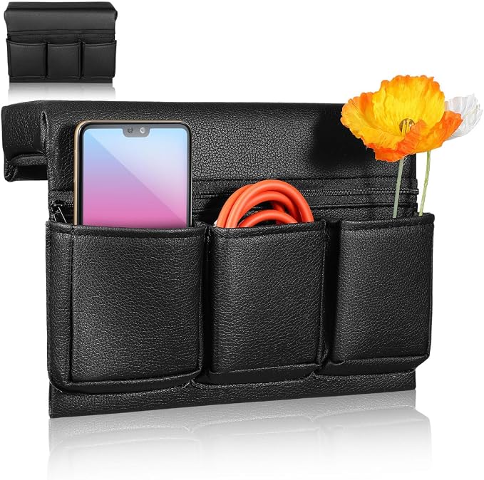 Car Window Armrest Storage Box – Leather Door Armrest Pad with Pocket, 8.5In Wide, Keeps Phone & Keys Organized, Easy Install & Clean, for Sedans, SUVs, Trucks