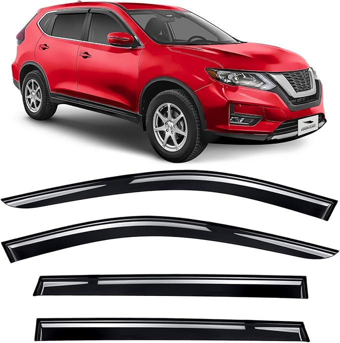 Voron Glass Tape-on Extra Durable Rain Guards for Nissan Rogue 2014-2020, Window Deflectors, Vent Window Visors, 4 pcs - 100428