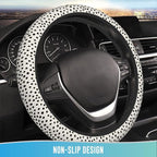 Elastic Steering Wheel Cover Car Accessories Cute Universal 15 Inch Absorbing Sweat Non-Slip Breathable for Man Woman - Cute Black Polka Dot