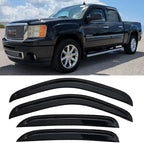 4-pcs Sun Rain Snow Vent Guard Shade Window Visors for 2007-2013 Chevy/GMC Crew Cab Pickup SUV Wind Deflectors, 94515 Truck Window Visor Rain Guards