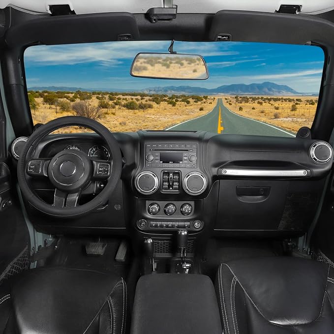 Car Steering Wheel Cover for F-150 Tundra Range Rover 15.5-16 inch, Black Microfiber Leather