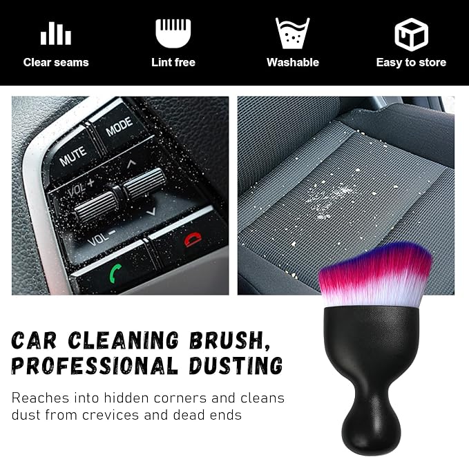 Car Detailing Brush, Curved Soft Bristles Auto Removal Dust Collectors, Universal Vehicle Dashboard, Air Conditioner Vents etc Interior Cleaning Tool Accessory (White/Red/Blue)