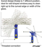 Window Washing Kit with Extension Pole, 10" Squeegee & 11" Microfiber Scrubber Combi with Stainless Steel Pole, Window Cleaner for Car, Sliding Door,Shower Glass Door-Swivel Style-2 Pads
