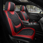 Front Seat Covers for Cars - Ultra Breathable Waterproof Faux Leather Car Seat Cover Protectors with Lumbar Support, Universal Fit for Most 5 Seats Vehicles Sedans Hatchbacks Pickup, Black Red
