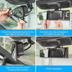 Panoramic Rear View Mirror, 12 Inch Wide Angle Clip On Mirror, Universal Car Interior Accessories, Convex Interior Mirror Reduces Blind Spot, Clear Vision Fits Car SUV Trucks