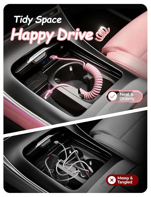 Pink USB C Cable, Gifts for Women Men 2 Pack for Android Auto & CarPlay Cable, Type C Charger Pink Compatible with iPhone 17/16 Galaxy S25/S24 Car Accessories for Women Wife Girlfriend Sisters