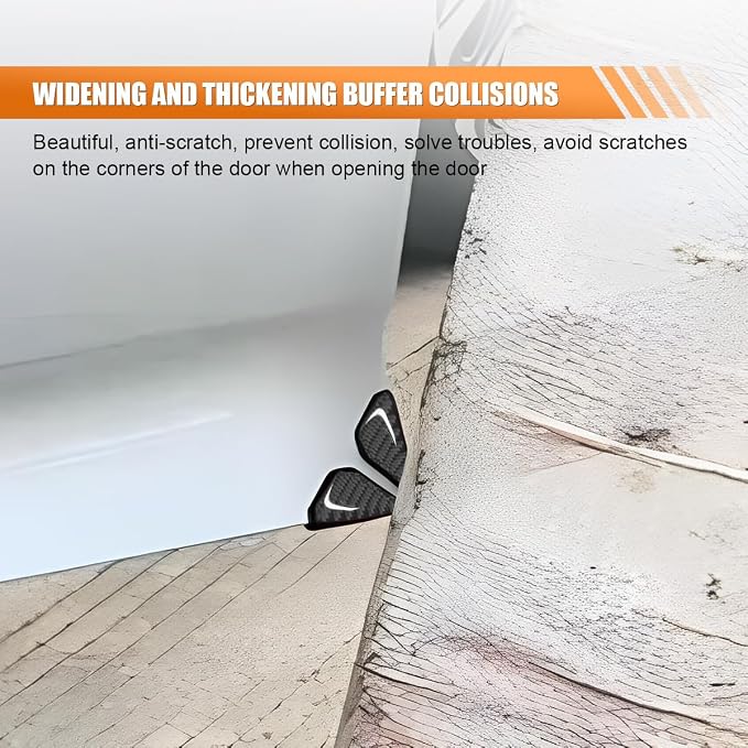 2PCS Car Door Protector Edge Guards for Door Corner, Carbon Fiber Anti-Collision Front Doors Corner Protector Self-Adhesive Sticker, Universal Vehicle Decoration Accessories (Black)