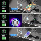 USB C Car Charger, 65W 4 Port Dual 12V USB C & USB A Car Cigarette Lighter Adapter QC/PD 30W Fast Charge Car Phone Charger for iPhone 16 15 14 13 12 iPad Pro,Samsung,Pixel(Silver)