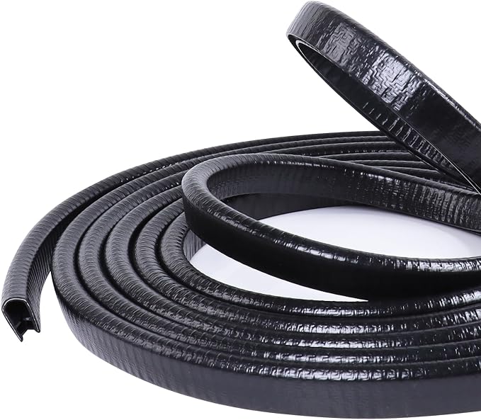 Edge Trim Black U-Channel Rubber Trim Edge with Metal 1/2" X 3/8" - Fit Gap 3/64" to1/4 Car Door Edge Sealing Strip, PVC Weather Stripping with Steel, Metal Edge Protector, 120FT
