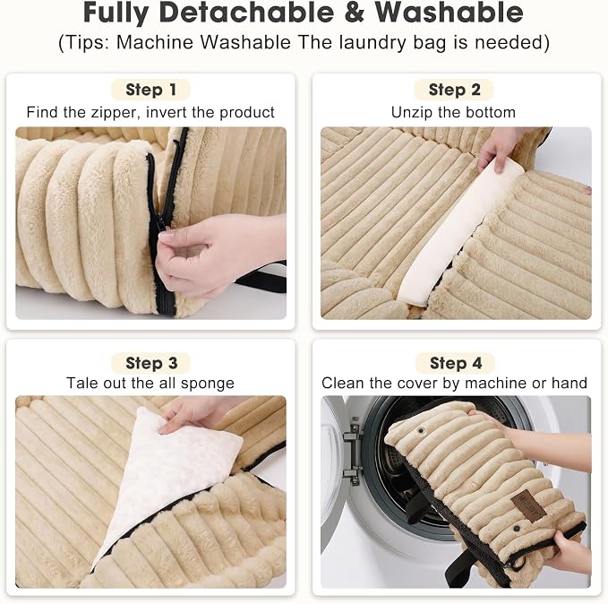 Dog Car Seat for Small/Medium Dogs up to 25 lbs, Multi-Functional Dog Carrier for Car with Detachable Washable Cover, Pet Travel Bed with Clip-On Safety Leash, Brown