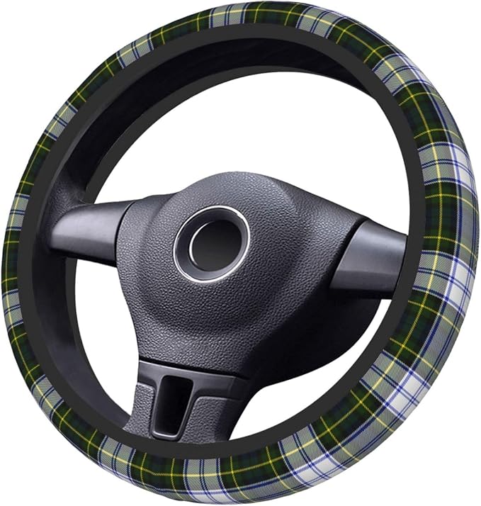 Thickened Elastic Steering Wheel Cover, Gordon Dress Tartan Plaid Ultra, Soft, Breathable, Fit for Cars, SUVs, Trucks, Stylish Comfortable Grip