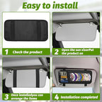 CD Visor Holder for Car, Large Capacity CD & DVD Visor Case, Vehicle Visor Storage Organizer with 12 Disc Sleeves, 1 Mesh Pocket 1 Pen Holder and & Elastic Band (Black)