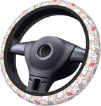Cute Cat Steering Wheel Cover for Women, Universal Auto Steering Wheel 14-15 Inch Car Interior Accessories with 2PCS Car Coasters, Suitable for Men and Women