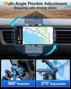 HTU Car Phone Holder【2026 Upgraded 100+LBS Suction & Safety Cert】 Cell Phone Car Mount for Truck Heavy Duty Phone Holder for Dashboard/Windshield/Vent for iPhone 17 16 Pro Max, Green