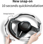 3Pcs Carbon Fiber Steering Wheel Cover Universal Fit 99% Cars | Non-slip soft grip, easy to wipe clean, quick to install, perfect for daily commutes and road trips, White