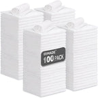 Shop Towels, 100 Pack Commercial Grade Work Rags Microfiber Towels for Cars Cleaning Rags Bulk Detailing Cloth for Automotive Bar Mechanic Restaurant Garage Housekeeping, 11.5"x 11.5", White