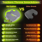 Truck Seat Cushion for Truck Driver Seat Cushion – Upgraded Back Support, Thick and Firm Memory Foam, Pain Relief for Hours of Driving, Maximum Tush Comfort and Trucker Approved