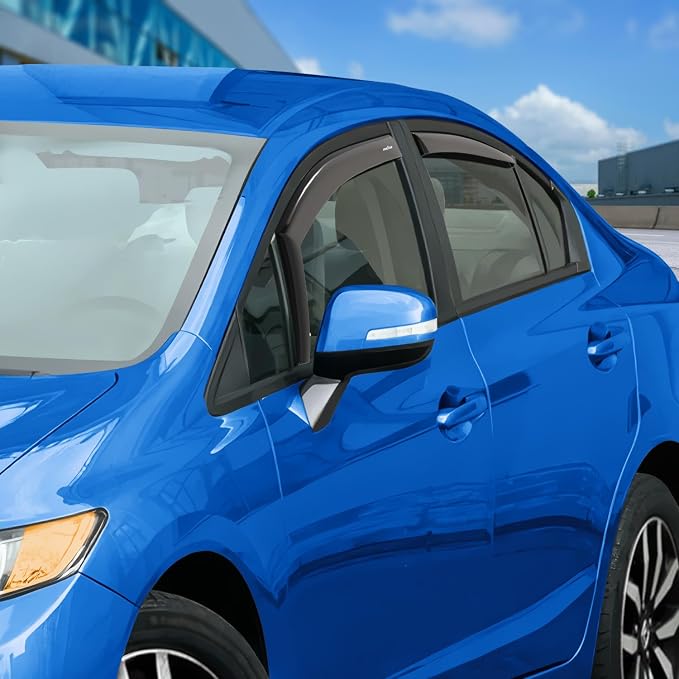 Goodyear Shatterproof in-Channel Window Deflectors for Honda Civic 2012-2015 Sedan, Rain Guards, Window Visors for Cars, Vent Deflector, Car Accessories, 4 pcs - GY007996
