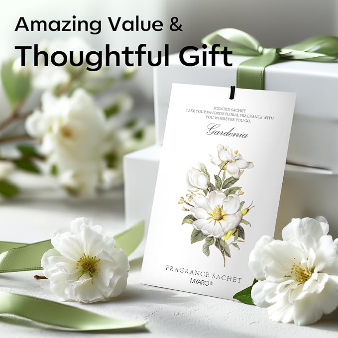 Scented Sachet House Air Freshener - 12 Pack Long Lasting Gardenia Fragrance Deodorizer for Home Closet Drawer Car