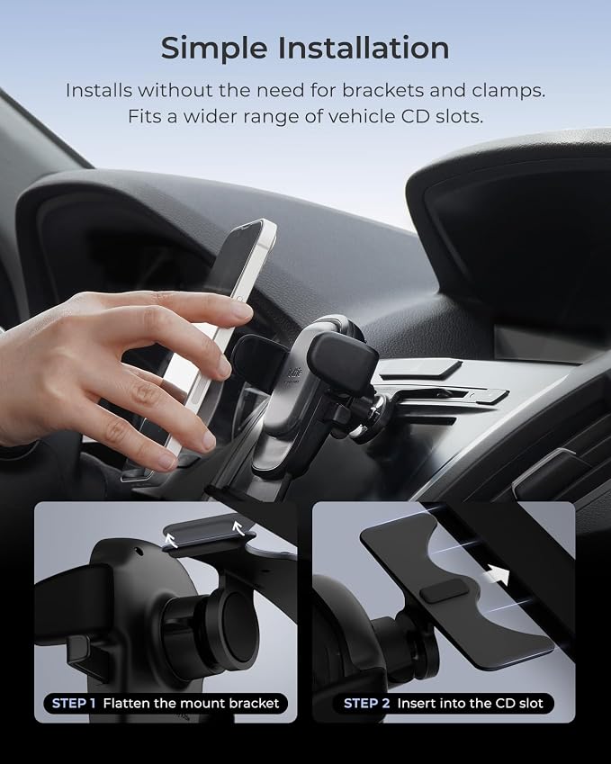 Easy One Touch Advanced CD Slot Car Phone Mount - Universal Cell Phone Holder for iPhone, Google, Samsung, LG, Moto and All Other Smartphones