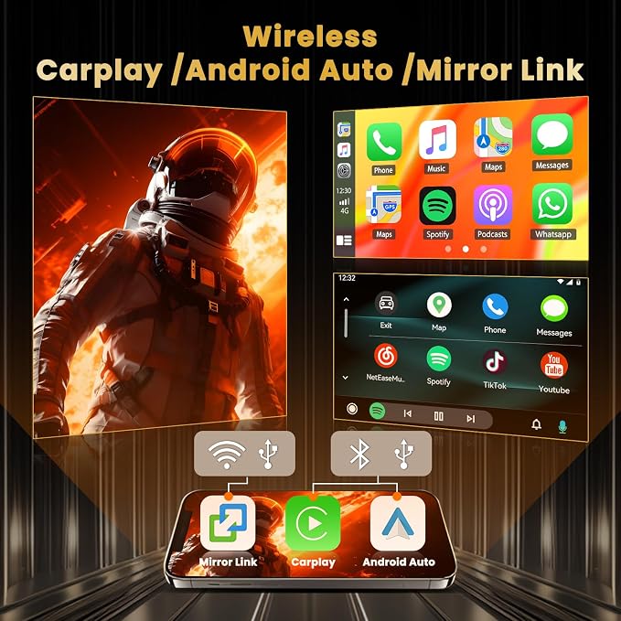 8 core 4+64G Android 15 Car Radio for Honda Odyssey 2005-2010 Stereo, 10.1 inch Screen with Wireless CarPlay Android Auto GPS Navigation WiFi Bluetooth Mirror Link DSP FM RDS + Backcup Camera