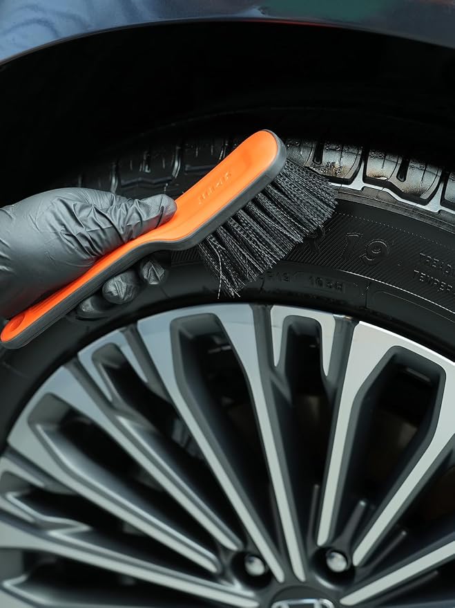 Tire Brush, Carpet Cleaning Brush, 2Pcs Wheel Brush, Carpet Cleaning Brush,Stiff Synthetic Bristles, Ergonomic Design Handle, Scrub Brush for Floor Mats,Car Wheel Hub Cleaning,Car Interior, Home