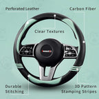 Steering Wheel Cover with Carbon Fiber and Anti-Slip Rubber Ring,Universal Fit 14.5-15 inches for Cars,SUV (Fruit Green)