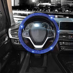 Steering Wheel Cover for Women Men Bling Bling Crystal Diamond Sparkling Car SUV Wheel Protector Universal Fit 15 Inch (Black with Blue Diamond,Standard Size(14" 1/2-15" 1/4))
