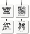 Black Christian Car Air Freshener 4 Pcs, Girly Black Bow Floral Religious Hanging Air Freshener for Cars Closet Drawer Books, Cute Preppy Christian Car Accessories Mirror Decor for Women