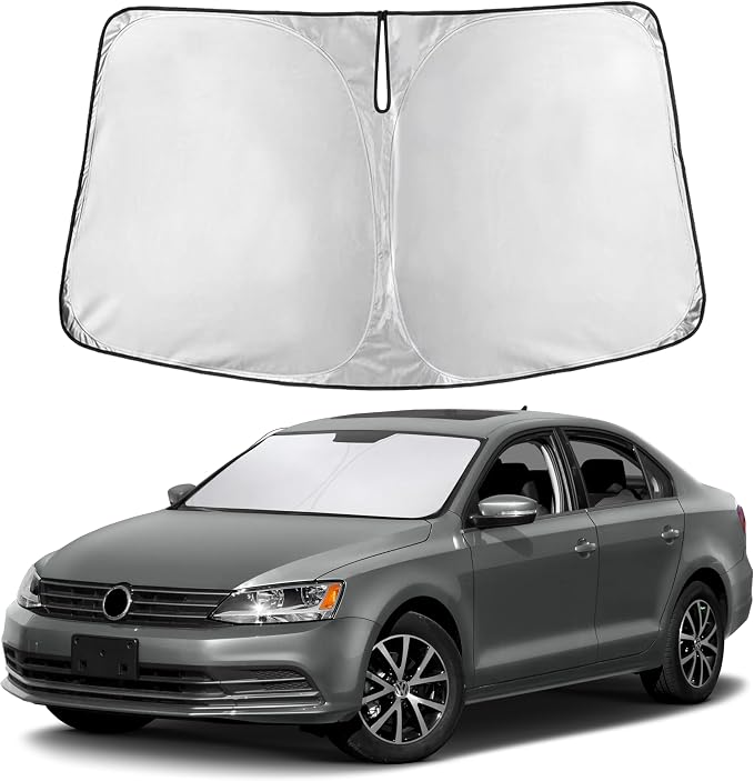 Windshield Sunshade Compatible for Volkswagen VW Jetta 2011-2016 2017 2018, Sun Visor for Front Windshield & Window Sun Shade Cover, UV Heat Blocker & Protector, Car Accessories