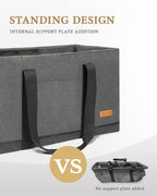 Extra Large Utility Tote Bag - Standing Reusable Grocery Bag with Handle, Collapsible Storage for Shopping, Beach