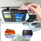 Car Sun Visor Organizer, Leather Multi-Pocket Auto Visor Storage Pocket Pouch Holder with Zipper, Vehicle Interior Accessories for Car Truck SUV Sun Visor Case Bag (Black)