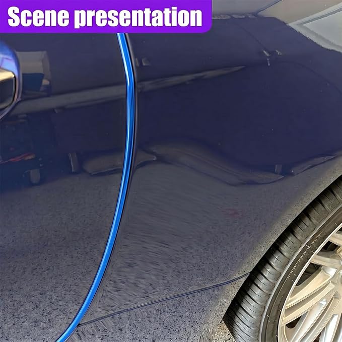 16Ft (5M) Car Door Edge Protector, Self-Adhesive Scratch Resistant U Shape Auto Door Edge Guard Decoration, Anti-Collision Car Doors Trim Strip Protector for Truck, SUV, Sedan (Blue-5M)