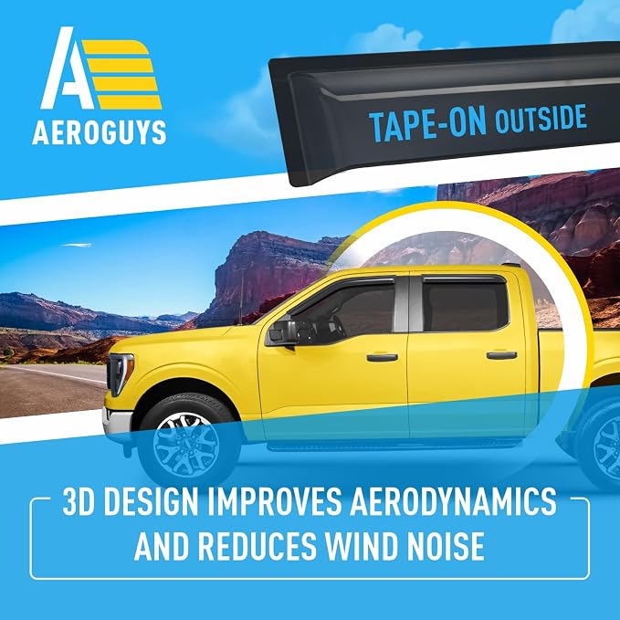 Extra Durable Window Deflectors Tape-On Window Visors Rain Guards Fit for Ford F150 2015-2026 SuperCrew, Sun Visors, Wind Vent for Shades, Exterior Car Accessories - 4pcs. AG0050