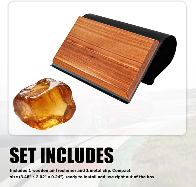 Wood Car Air Freshener,Magnetic Wood Car Fresheners Long Lasting for Absorbing Unpleasant Smells,Reusable Wooden Cars Freshener Cars Interior Accessories for Truck & SUVs (Amber)