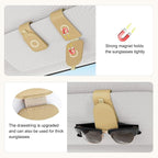Sunglass Holder for Car Visor, Beige, 2 Packs | Suede Cloth, Magnetic, Organizer for Car Accessories